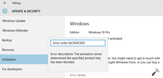 Error Code 0xc004f050 Windows 10
